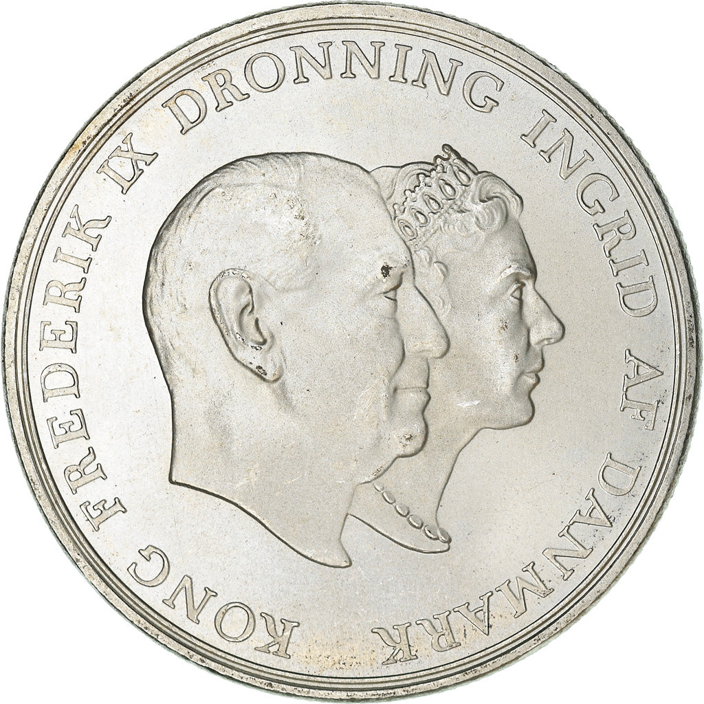 Coin, Denmark, Frederik IX, 5 Kroner, 1960, Copenhagen, AU(55-58), Silver