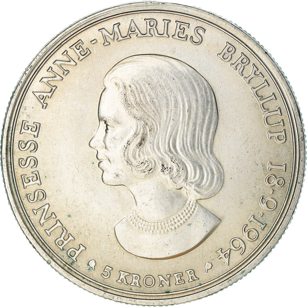 Coin, Denmark, Frederik IX, 5 Kroner, 1964, Copenhagen, AU(50-53), Silver