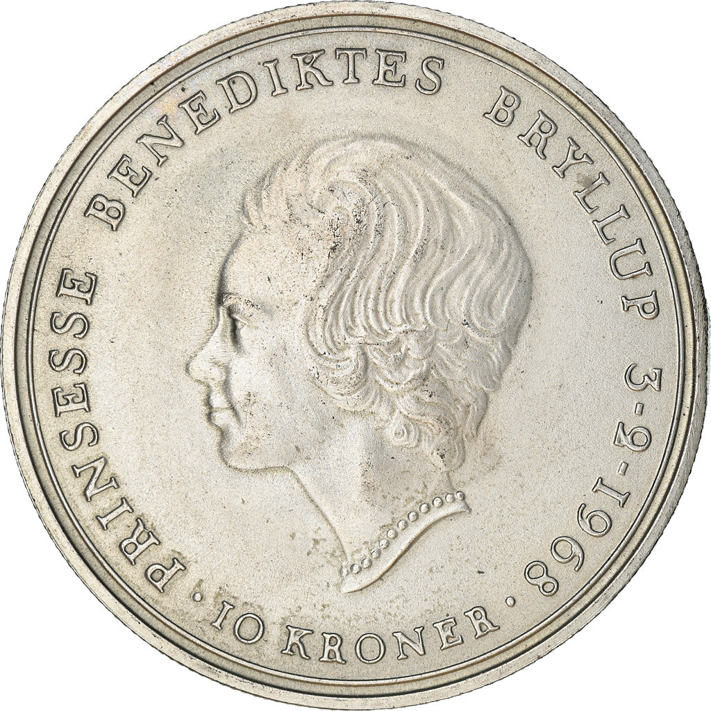 Coin, Denmark, Frederik IX, 10 Kroner, 1968, Copenhagen, EF(40-45), Silver