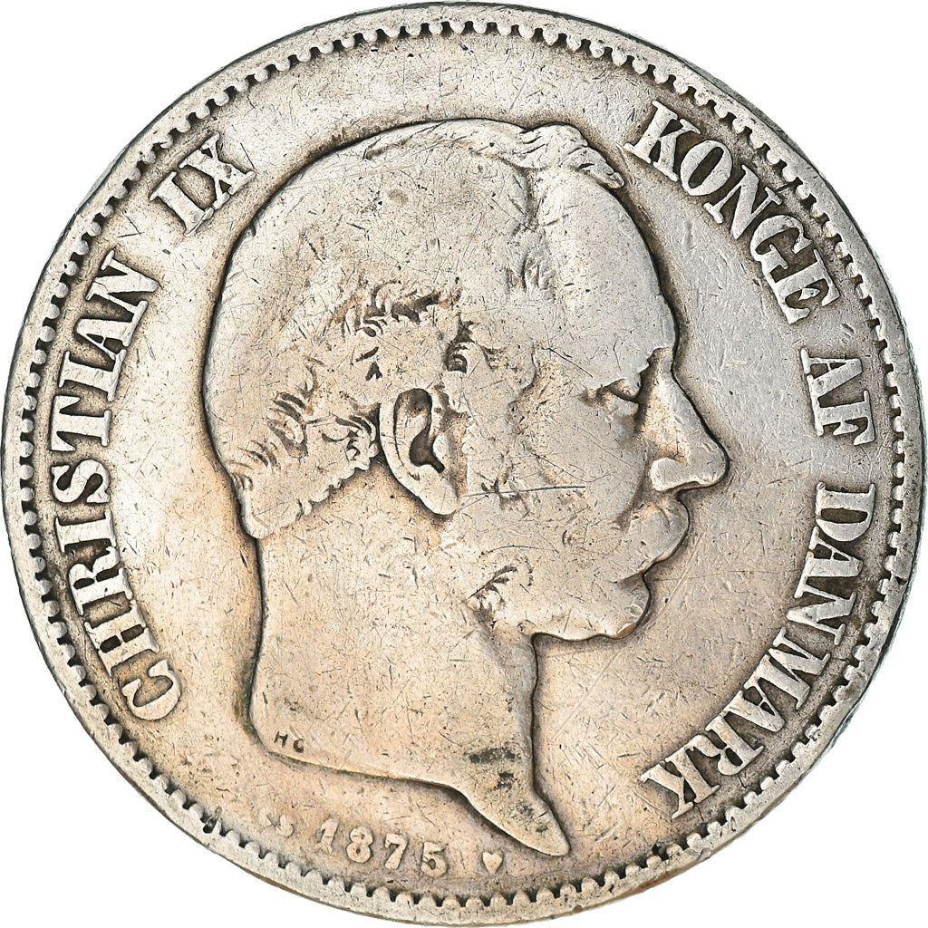 Monnaie, Danemark, Christian IX, 2 Kroner, 1875, Copenhagen, TB+, Argent