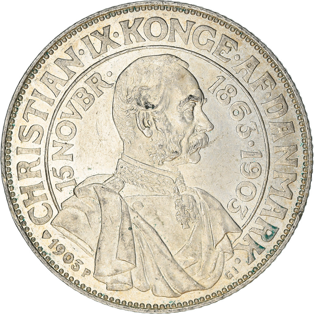 Coin, Denmark, Christian IX, 2 Kroner, 1903, Copenhagen, AU(55-58), Silver