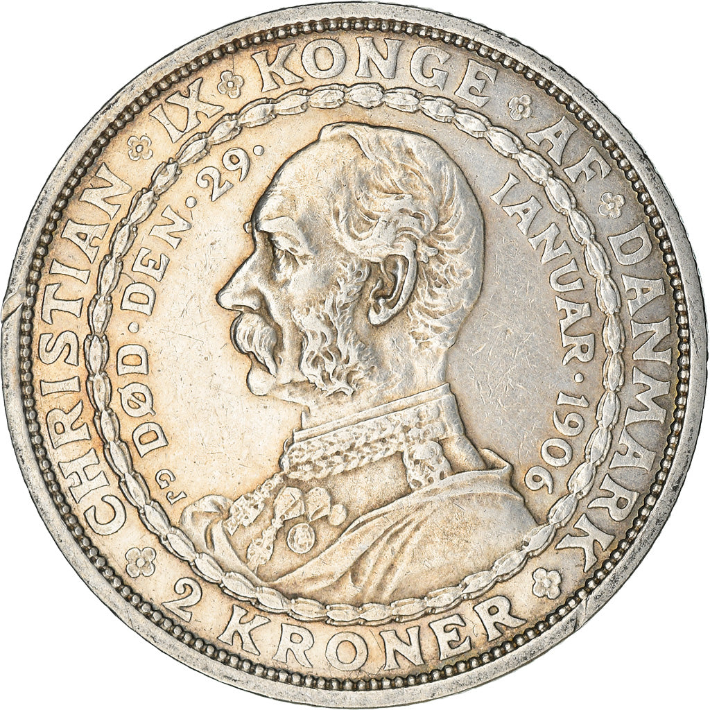 Coin, Denmark, Frederik VIII, 2 Kroner, 1906, Copenhagen, AU(55-58), Silver