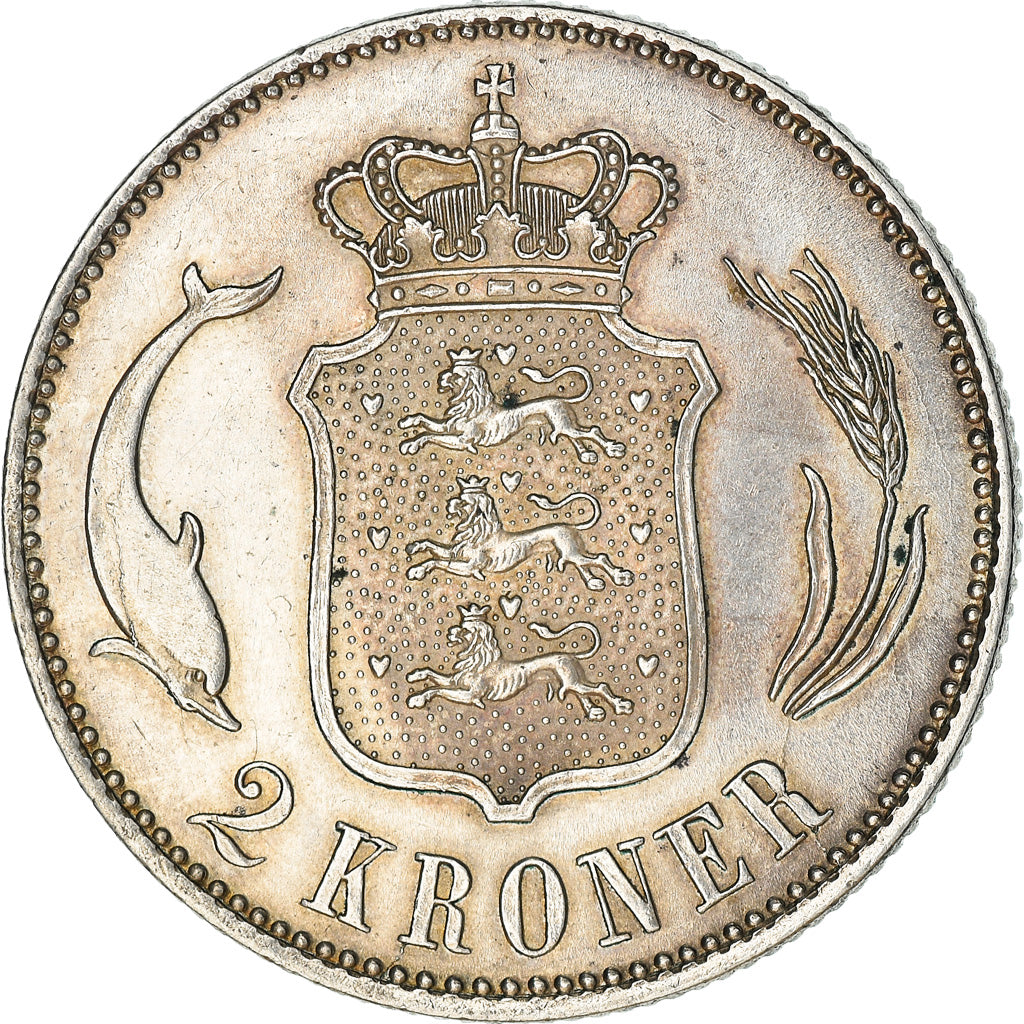 Moneta, Dania, Christian X, 2 Kroner, 1916, Copenhagen, AU(50-53), Srebro