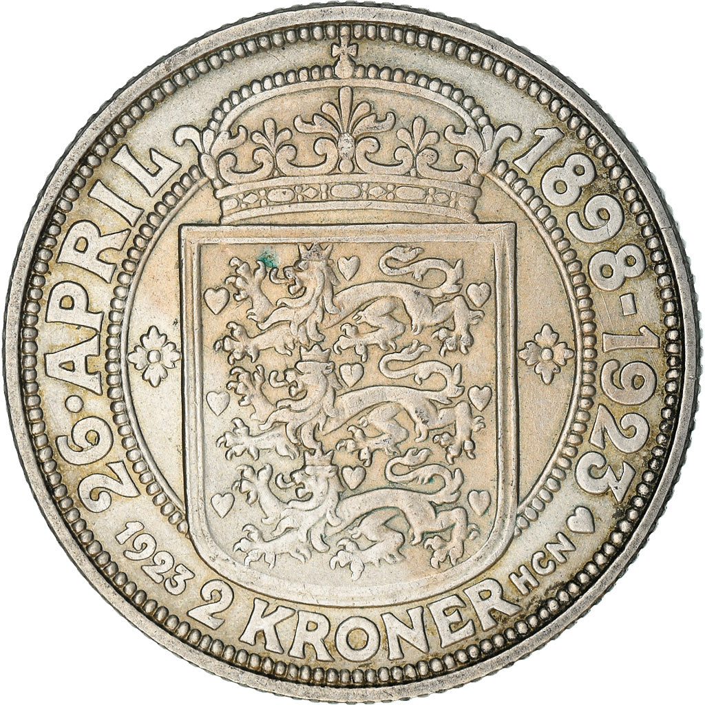 Coin, Denmark, Christian X, 2 Kroner, 1923, Copenhagen, EF(40-45), Silver