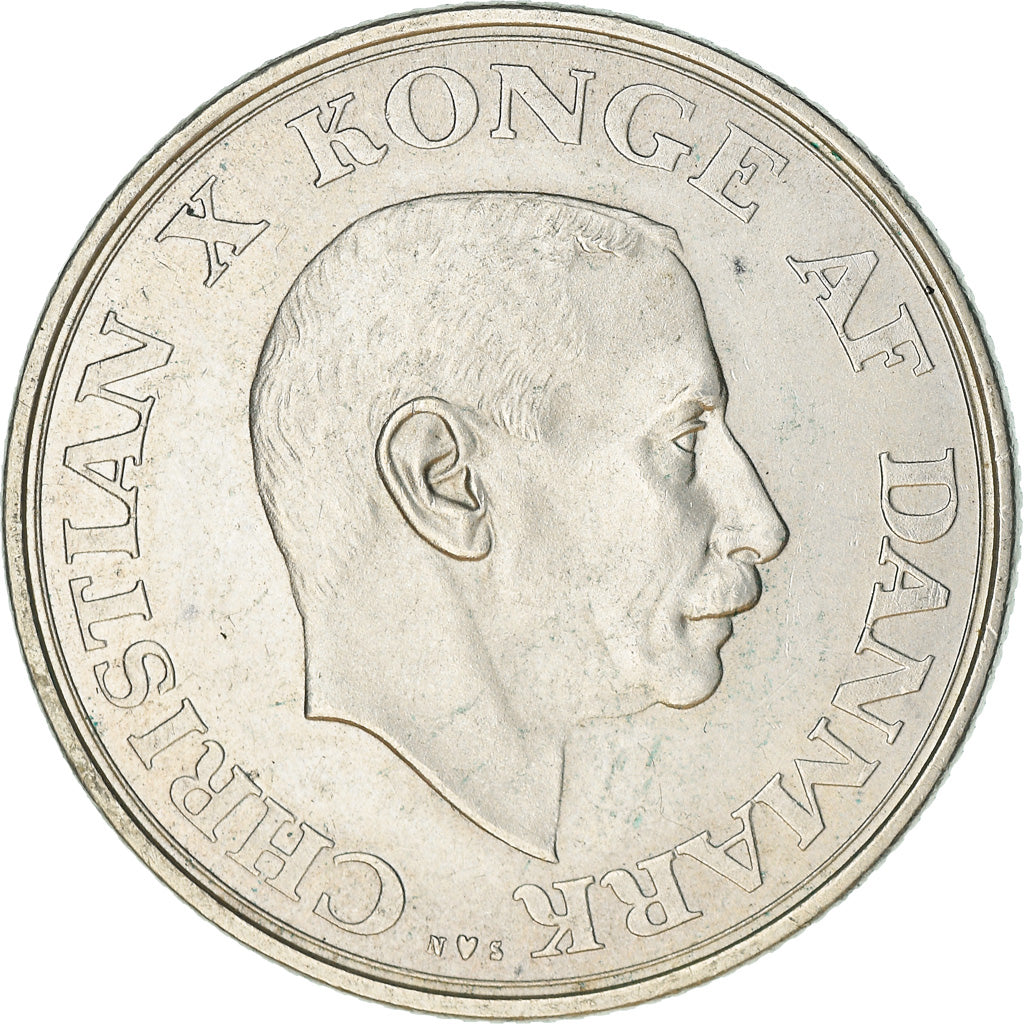 Coin, Denmark, Christian X, 2 Kroner, 1937, Copenhagen, AU(50-53), Silver