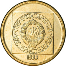 Coin, Yugoslavia, 20 Dinara, 1988, AU(55-58), Brass, KM:132