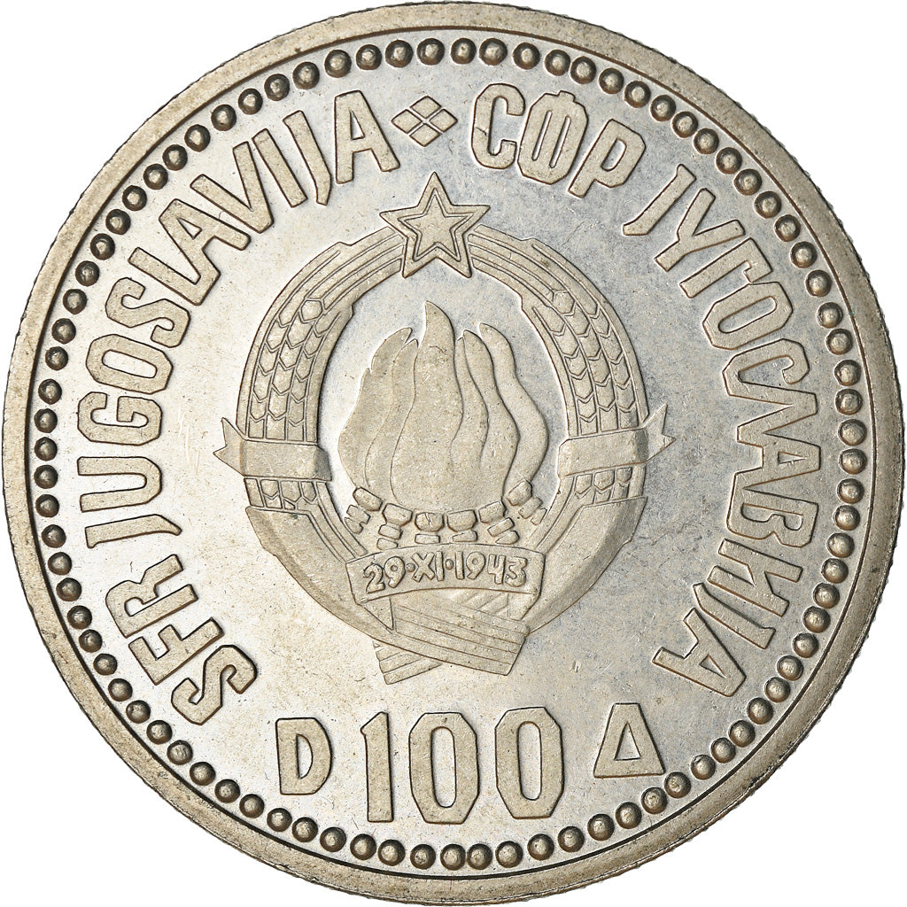 Coin, Yugoslavia, 100 Dinara, 1987, AU(55-58), Copper-nickel, KM:127.1