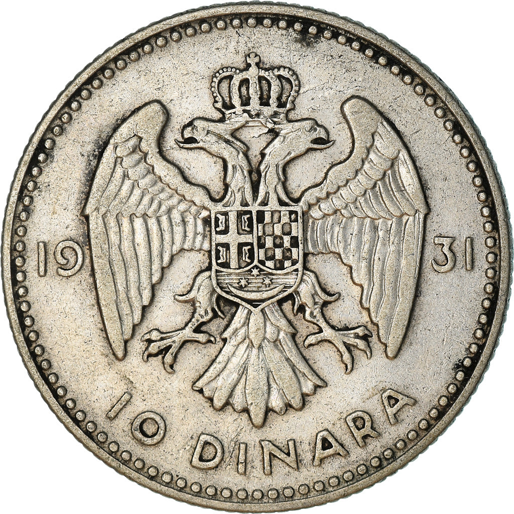 Coin, Yugoslavia, Alexander I, 10 Dinara, 1931, EF(40-45), Silver, KM:10