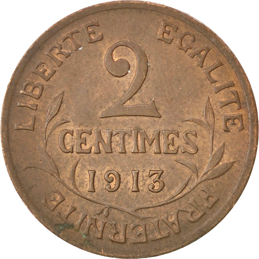 FRANCE, Dupuis, 2 Centimes, 1913, Paris, KM #841, AU(50-53), Bronze, 20.2,...