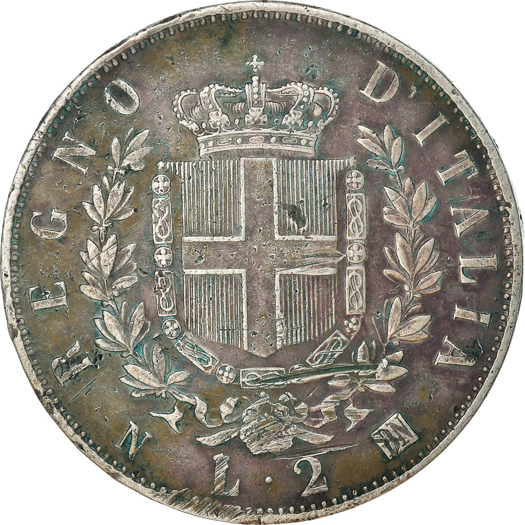 Coin, Italy, Vittorio Emanuele II, 2 Lire, 1863, Naples, VF(30-35), Silver