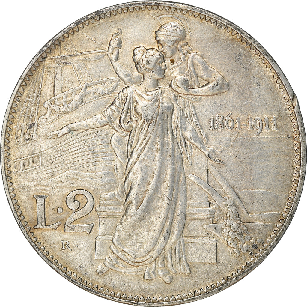 Coin, Italy, Vittorio Emanuele III, 2 Lire, 1911, Rome, EF(40-45), Silver, KM:52
