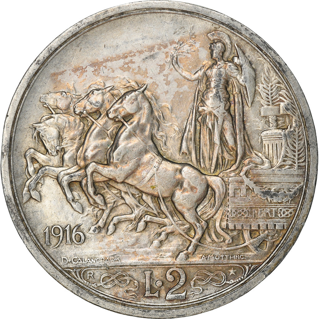 Coin, Italy, Vittorio Emanuele III, 2 Lire, 1916, Rome, EF(40-45), Silver, KM:55