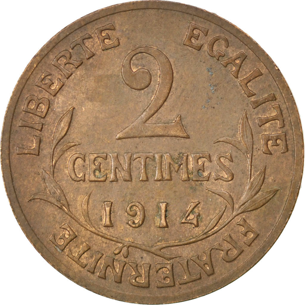 Francia, Dupuis, 2 Centimes, 1914, BB+, Bronzo, KM:841, Gadoury:107