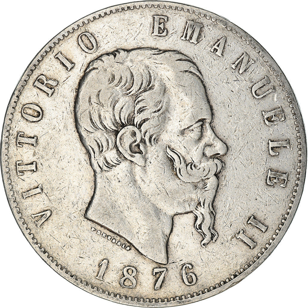 Münze, Italien, Vittorio Emanuele II, 5 Lire, 1876, Rome, SS, Silber, KM:8.4