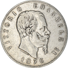 Münze, Italien, Vittorio Emanuele II, 5 Lire, 1876, Rome, SS, Silber, KM:8.4