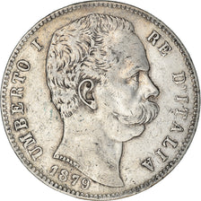 Münze, Italien, Umberto I, 5 Lire, 1879, Rome, S+, Silber, KM:20