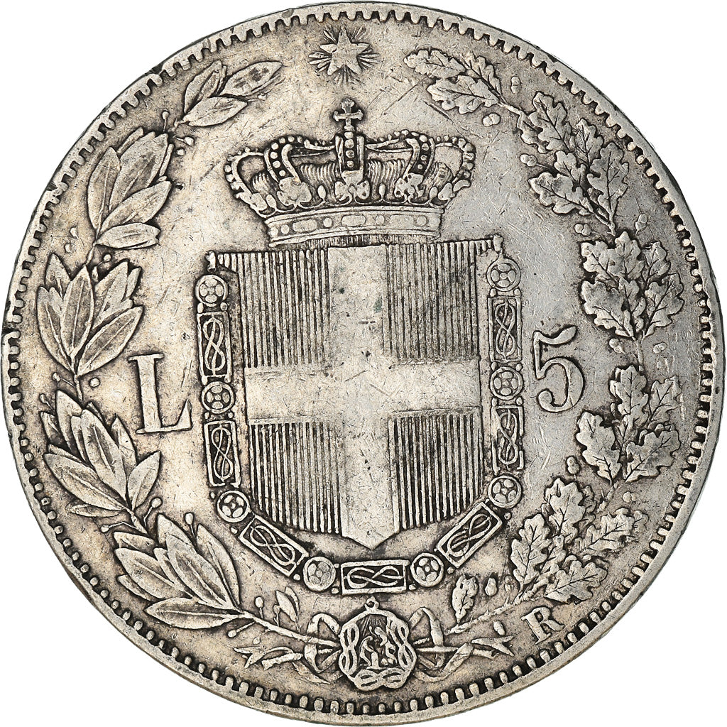 Münze, Italien, Umberto I, 5 Lire, 1879, Rome, S+, Silber, KM:20