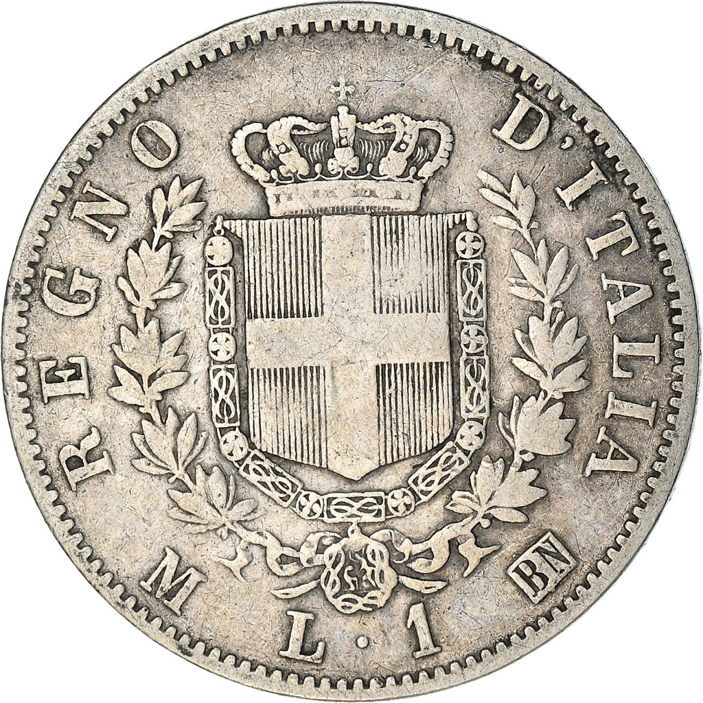 Moneta, Włochy, Vittorio Emanuele II, Lira, 1863, Milan, VF(30-35), Srebro