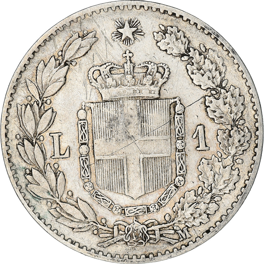 Coin, Italy, Umberto I, Lira, 1887, Milan, VF(30-35), Silver, KM:24.2