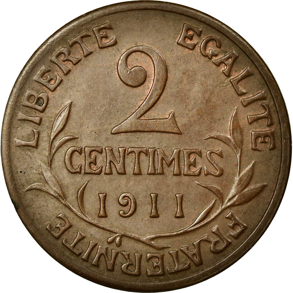 Coin, France, Dupuis, 2 Centimes, 1911, AU(50-53), Bronze, KM:841, Gadoury:107