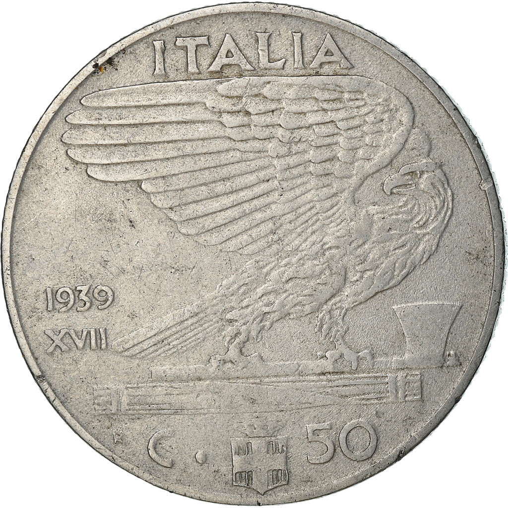 Moneta, Włochy, Vittorio Emanuele III, 50 Centesimi, 1939, Rome, VF(30-35)