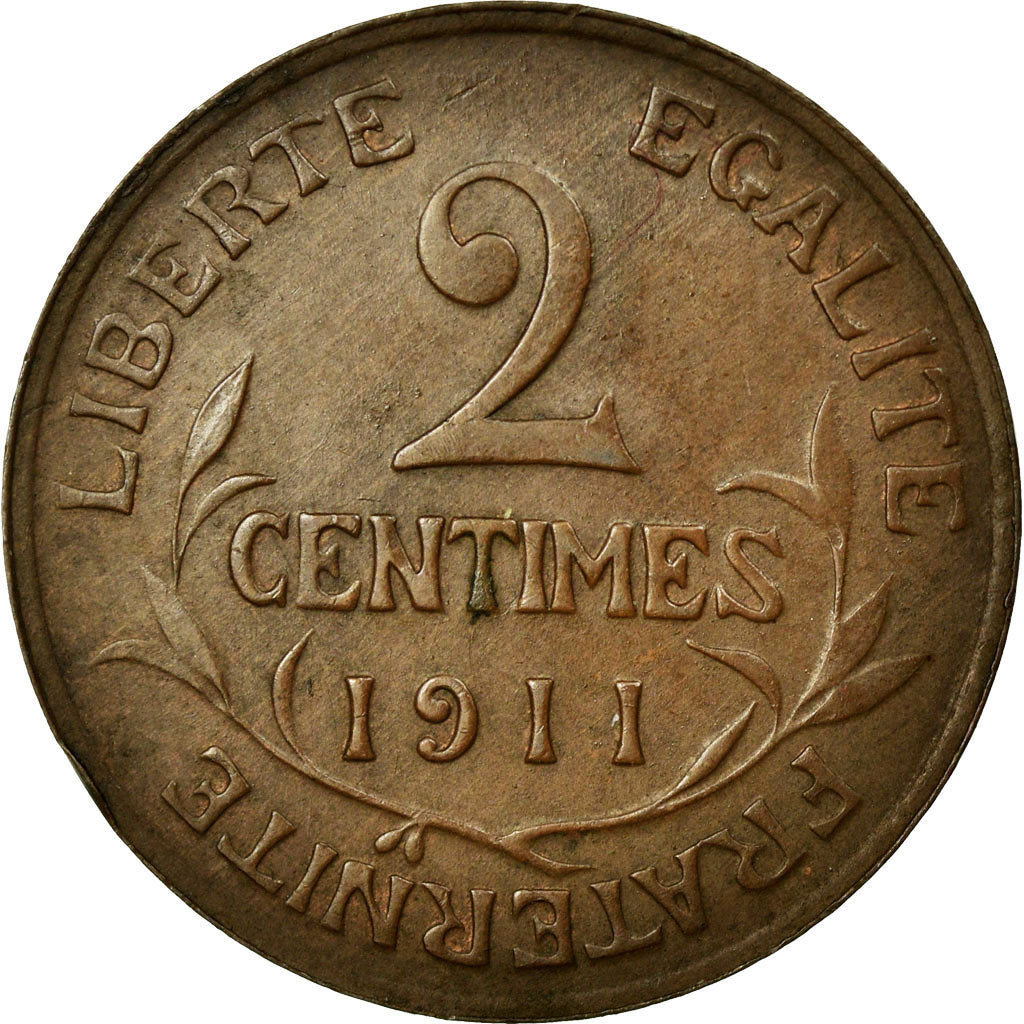 Monnaie, France, Dupuis, 2 Centimes, 1911, TTB+, Bronze, KM:841, Gadoury:107