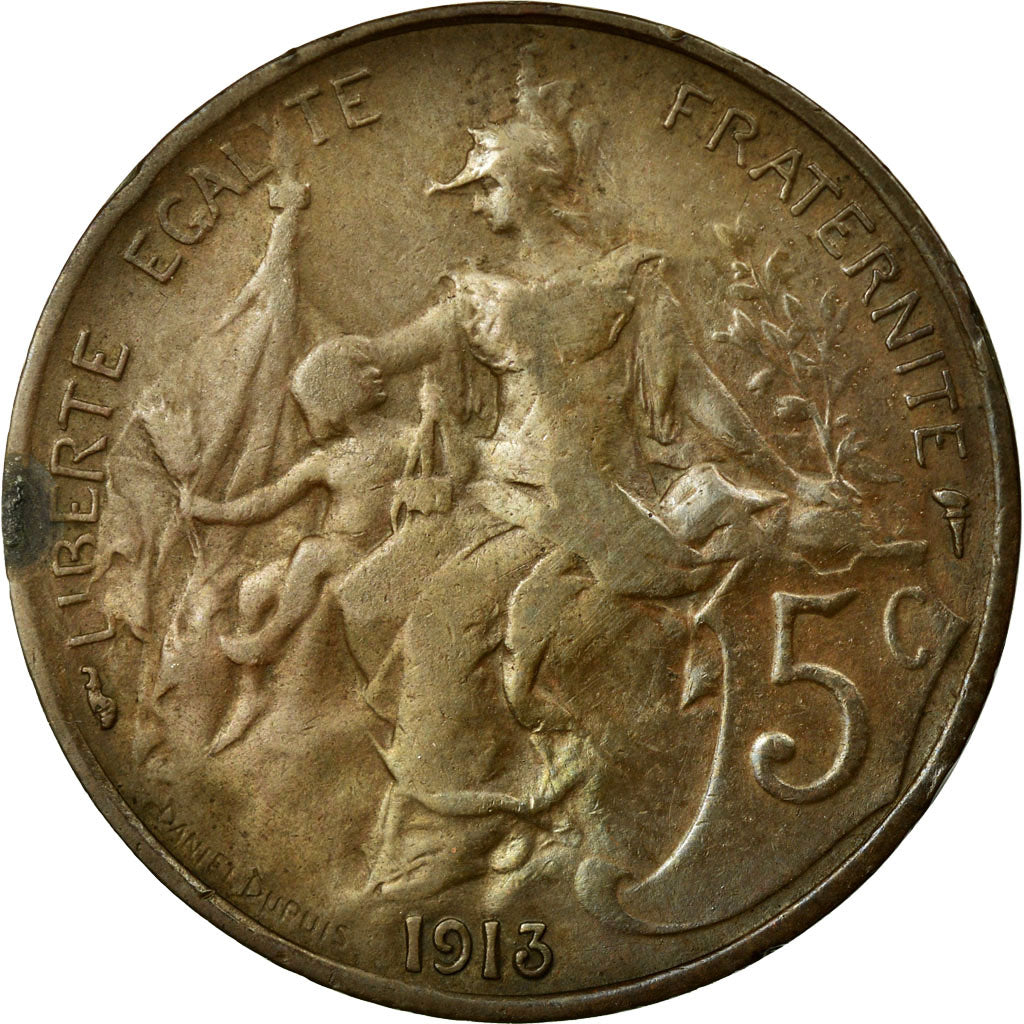 Moneda, Francia, Dupuis, 5 Centimes, 1913, MBC, Bronce, KM:842, Gadoury:165