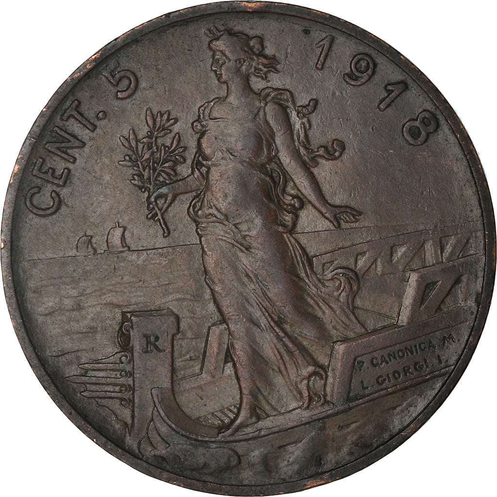 Münze, Italien, Vittorio Emanuele III, 5 Centesimi, 1918, Rome, SS, Bronze