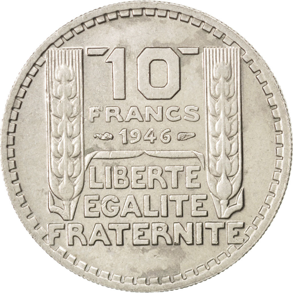 FRANCE, Turin, 10 Francs, 1946, KM #908.1, AU(55-58), Copper-Nickel, 26,...