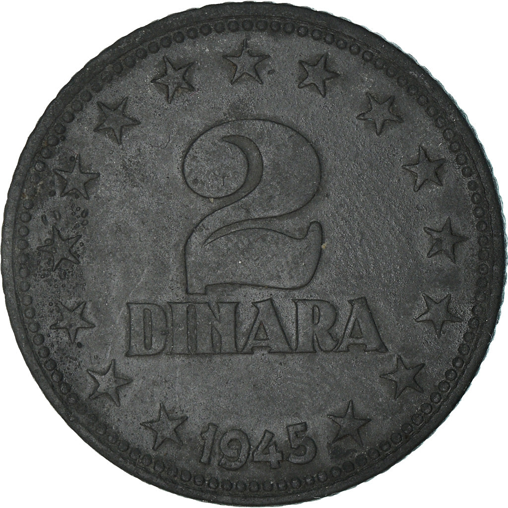 Coin, Yugoslavia, 2 Dinara, 1945, VF(30-35), Zinc, KM:27
