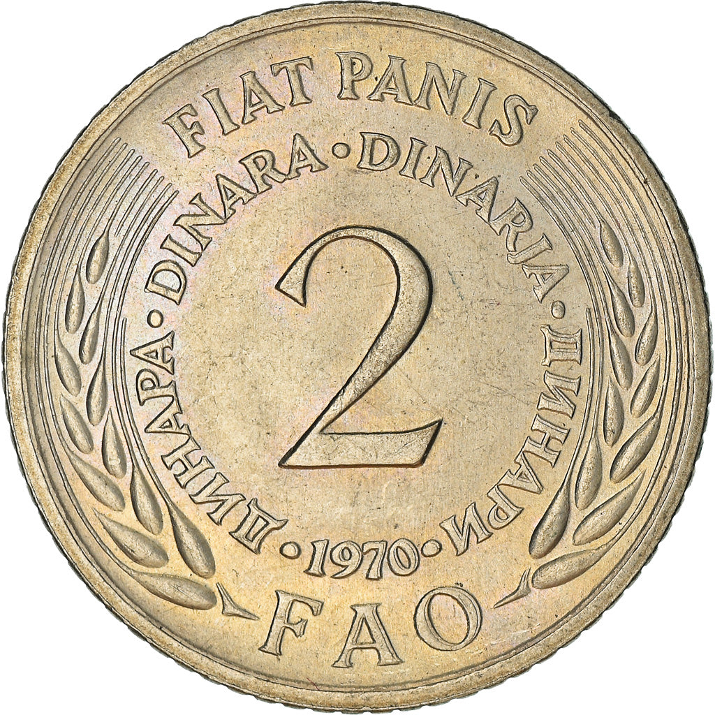 Münze, Jugoslawien, 2 Dinara, 1970, SS, Copper-Nickel-Zinc, KM:55