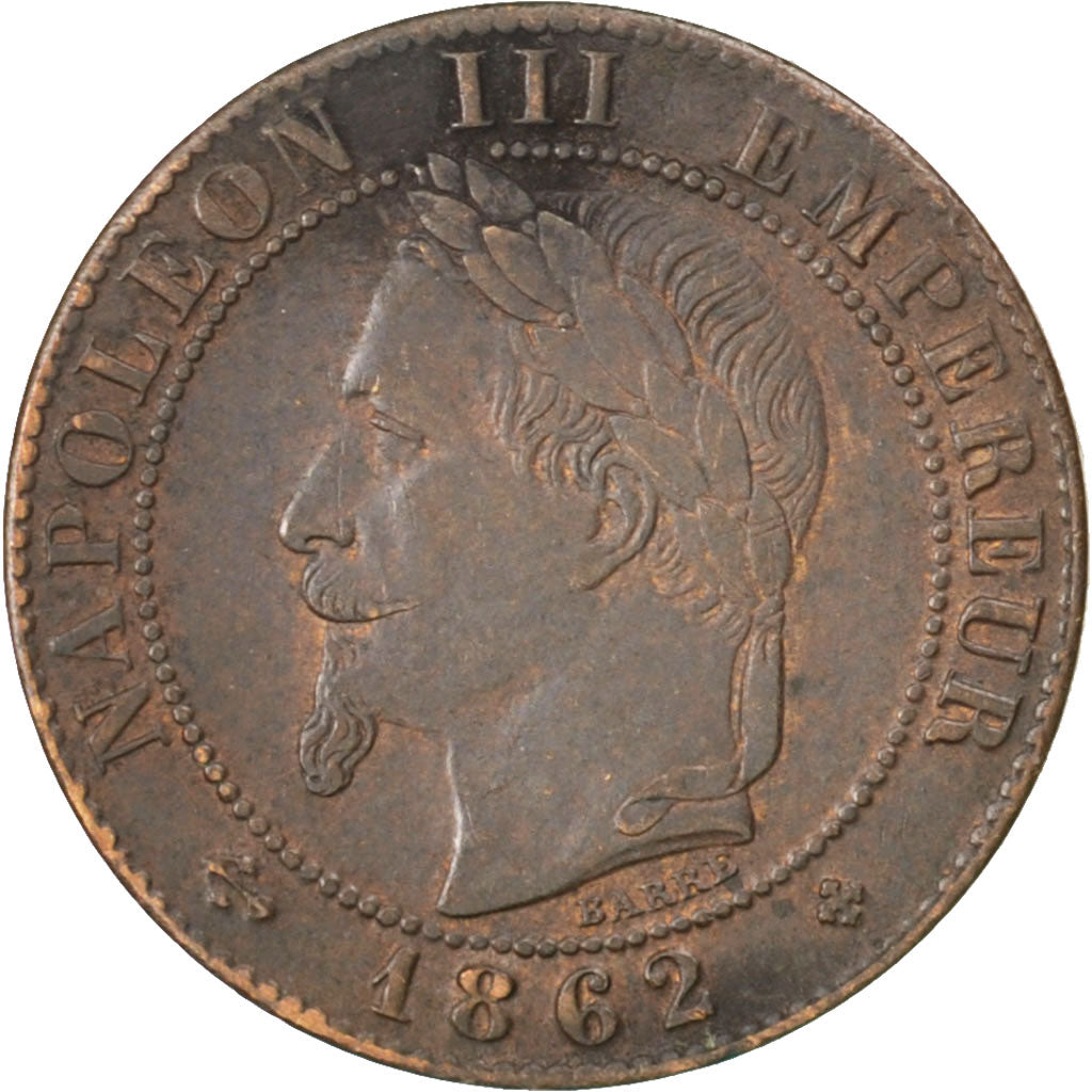 FRANCE, Napoléon III, Centime, 1862, Strasbourg, KM #795.2, AU(55-58), Bronze, G