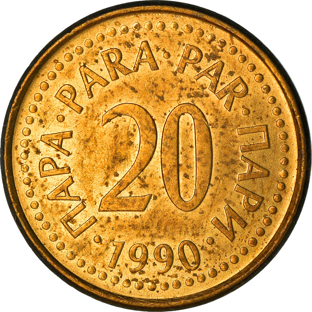 Coin, Yugoslavia, 20 Para, 1990, VF(30-35), Brass, KM:140