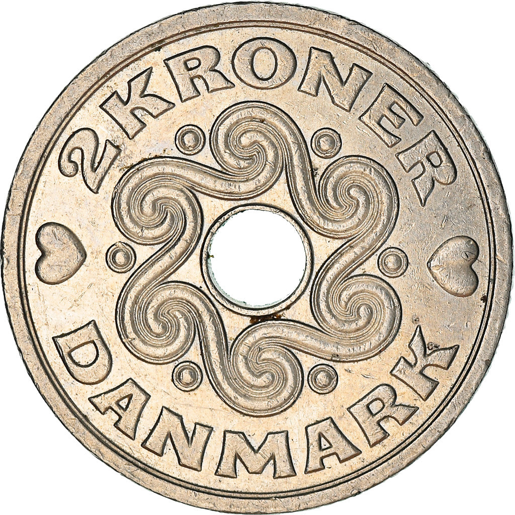 Moneta, Danimarca, Margrethe II, 2 Kroner, 2004, Brondby, BB, Rame-nichel