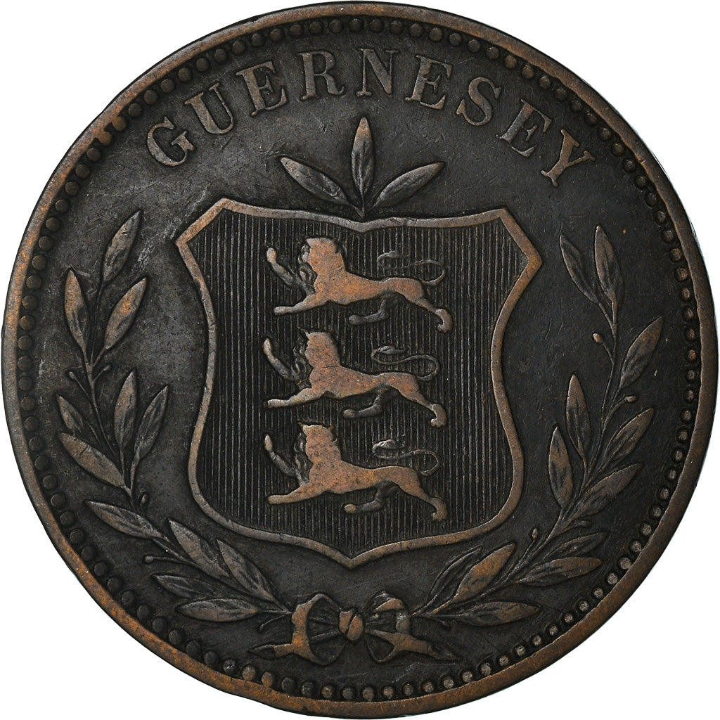 Coin, Guernsey, 8 Doubles, 1889, Heaton, Birmingham, EF(40-45), Bronze, KM:7