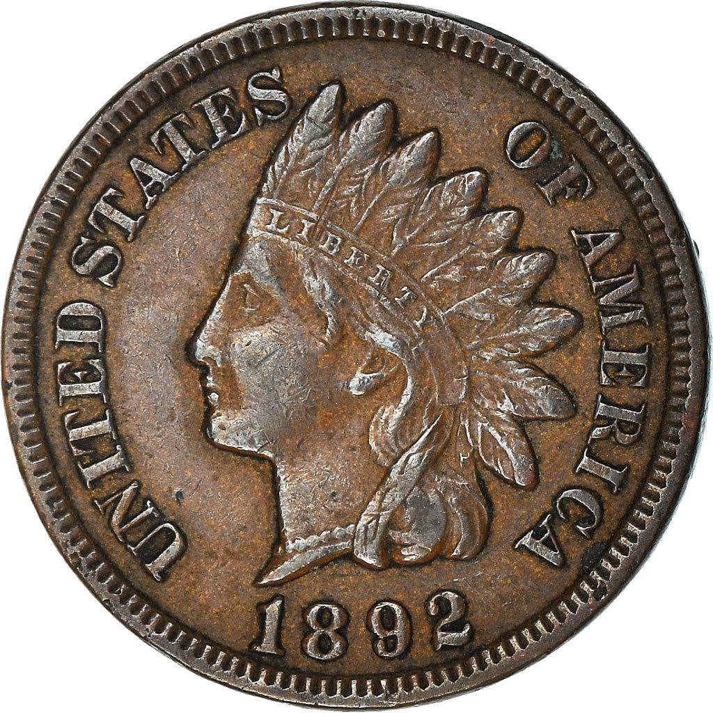 Coin, United States, Indian Head Cent, Cent, 1892, U.S. Mint, Philadelphia