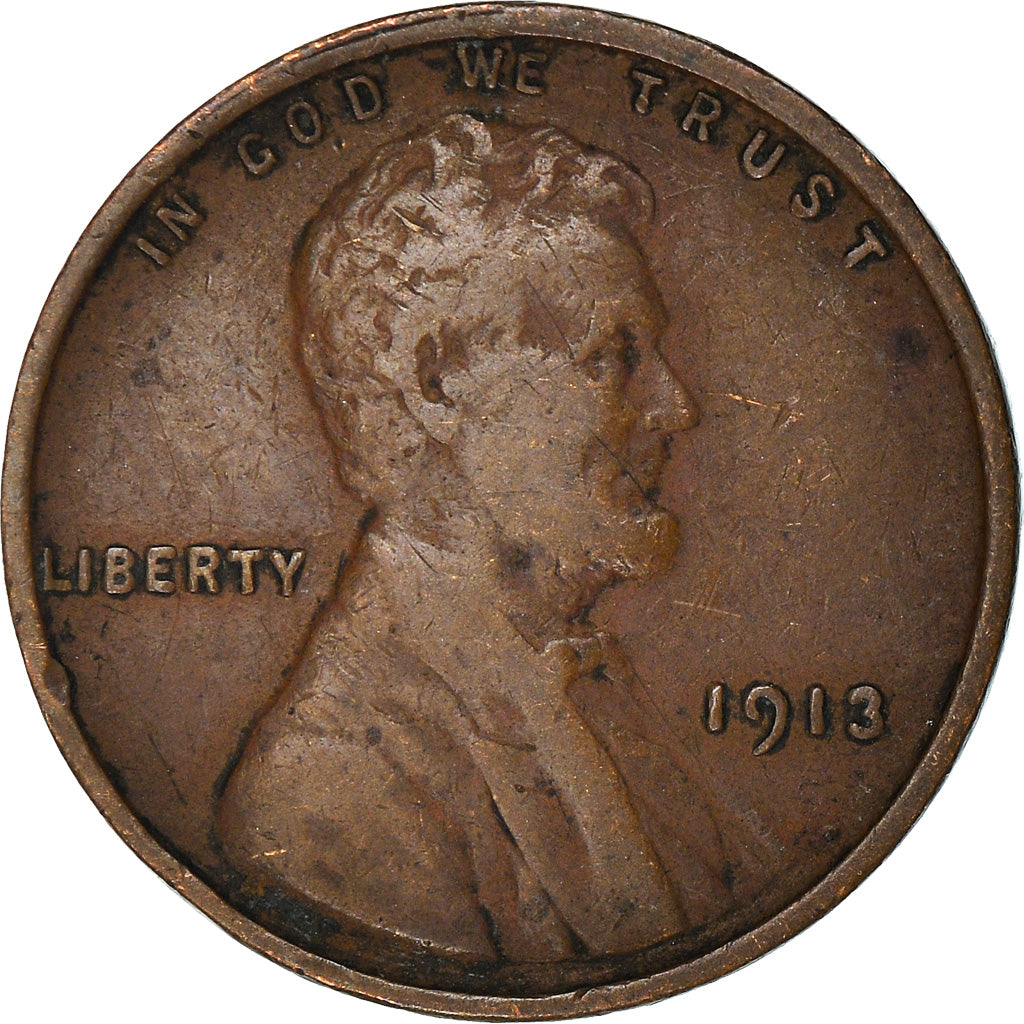 Coin, United States, Lincoln Cent, Cent, 1913, U.S. Mint, Philadelphia