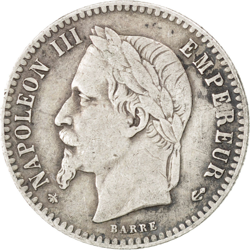 FRANCE, Napoléon III, 50 Centimes, 1864, Paris, KM #814.1, VF(30-35), Silver, 18