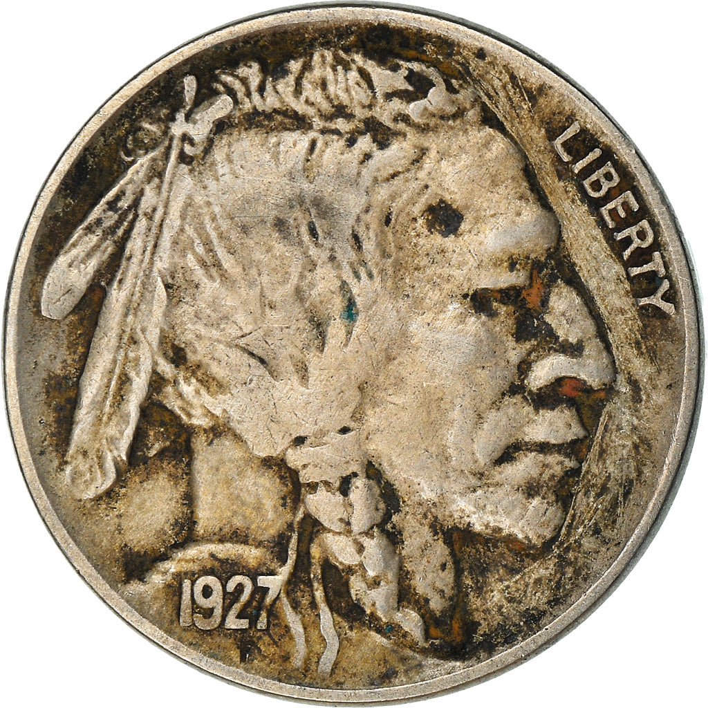 Monnaie, États-Unis, Buffalo Nickel, 5 Cents, 1927, U.S. Mint, Philadelphie