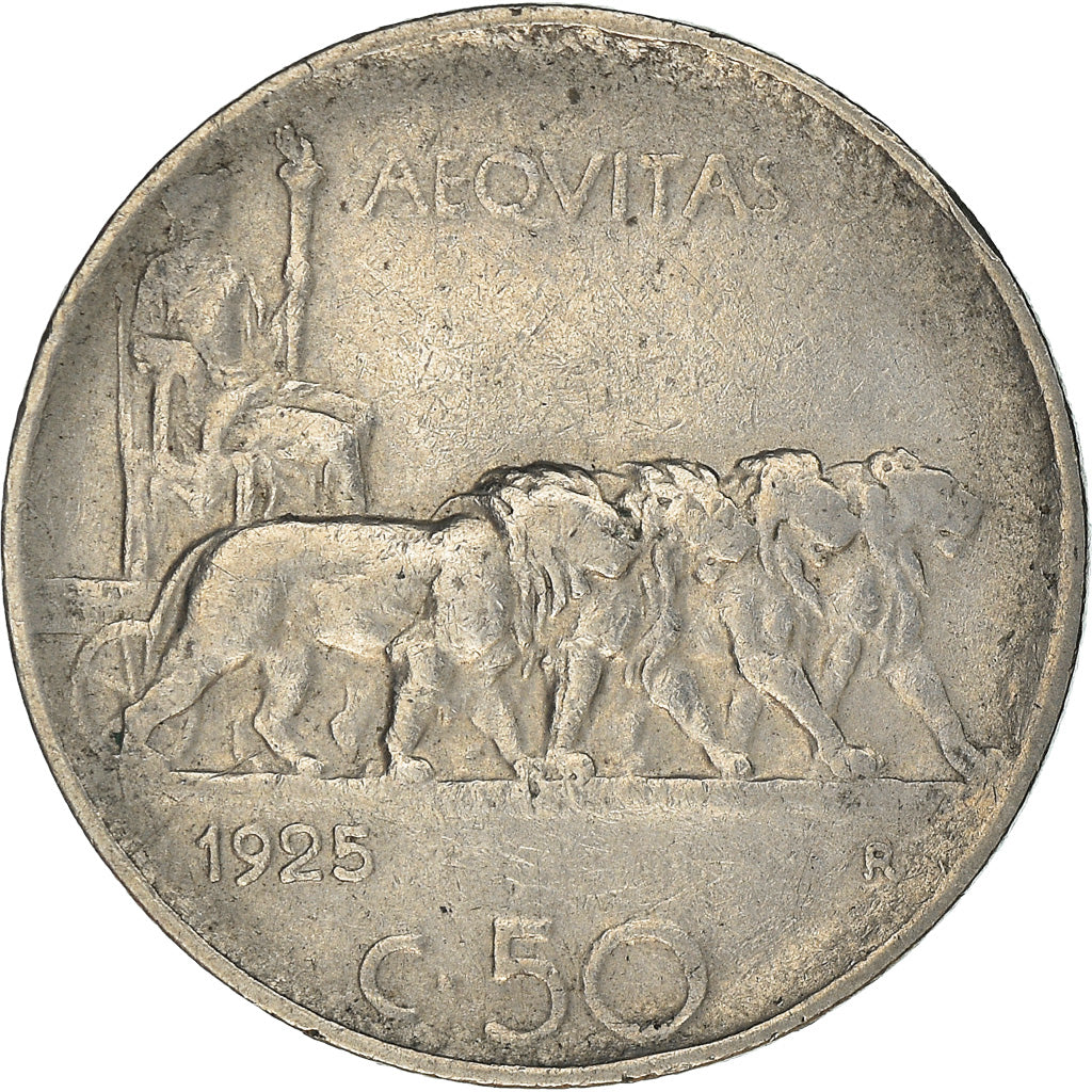 Coin, Italy, Vittorio Emanuele III, 50 Centesimi, 1925, Rome, VF(30-35), Nickel