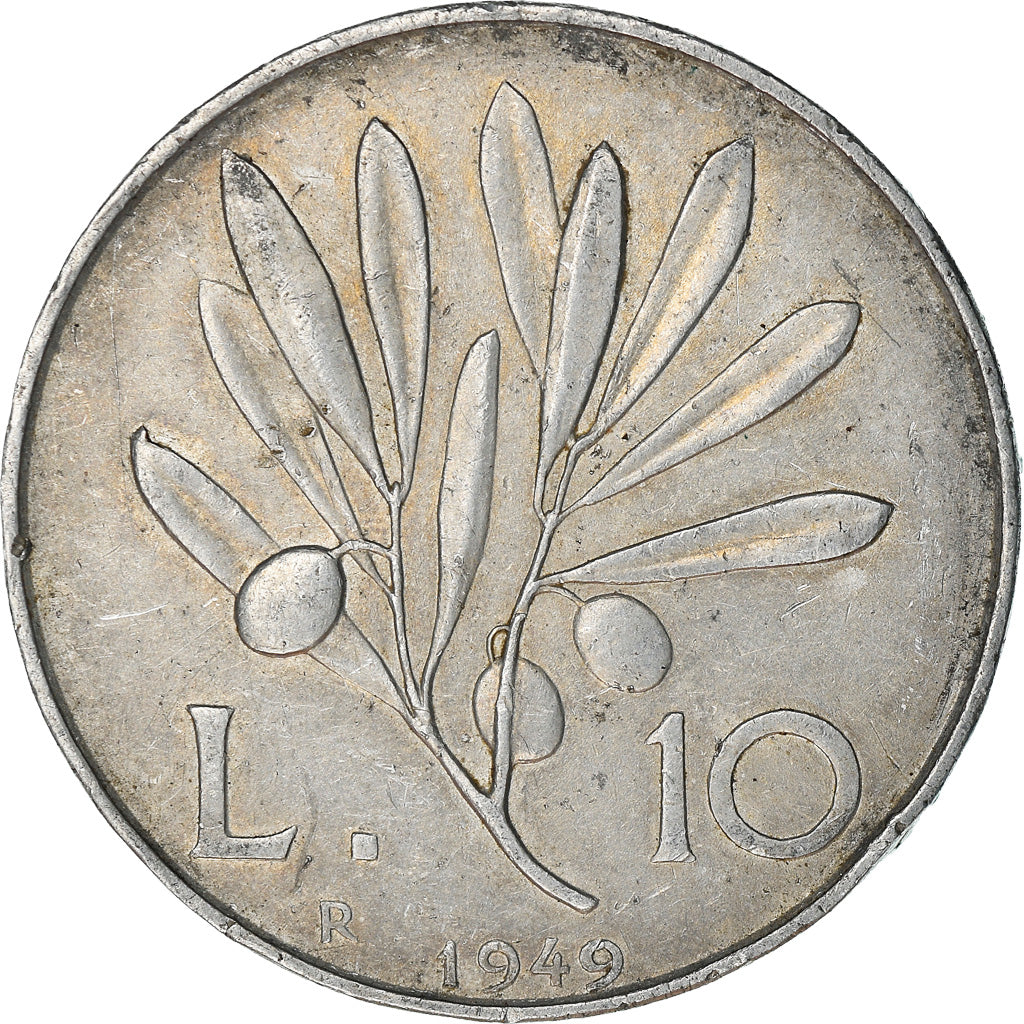 Moeda, Itália, 10 Lire, 1949, Rome, VF(30-35), Alumínio, KM:90