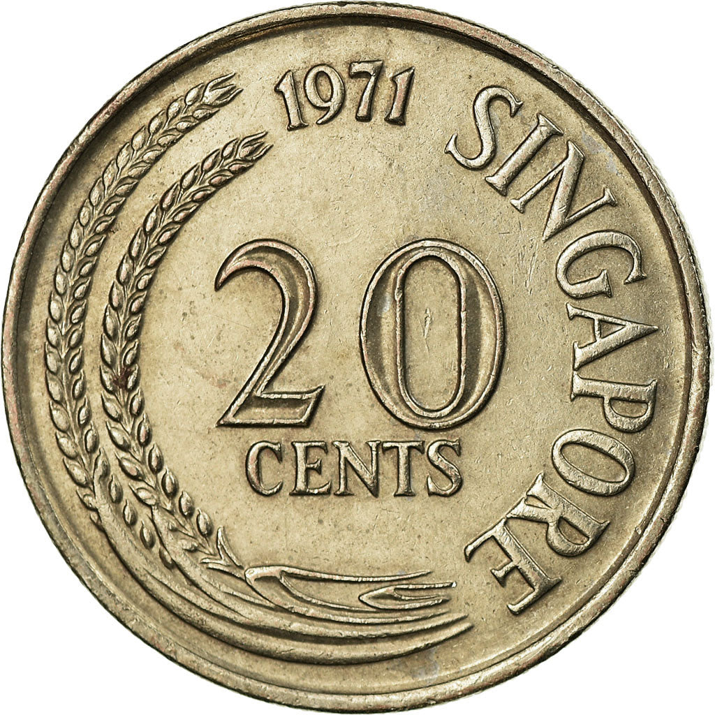 Coin, Singapore, 20 Cents, 1971, Singapore Mint, EF(40-45), Copper-nickel, KM:4