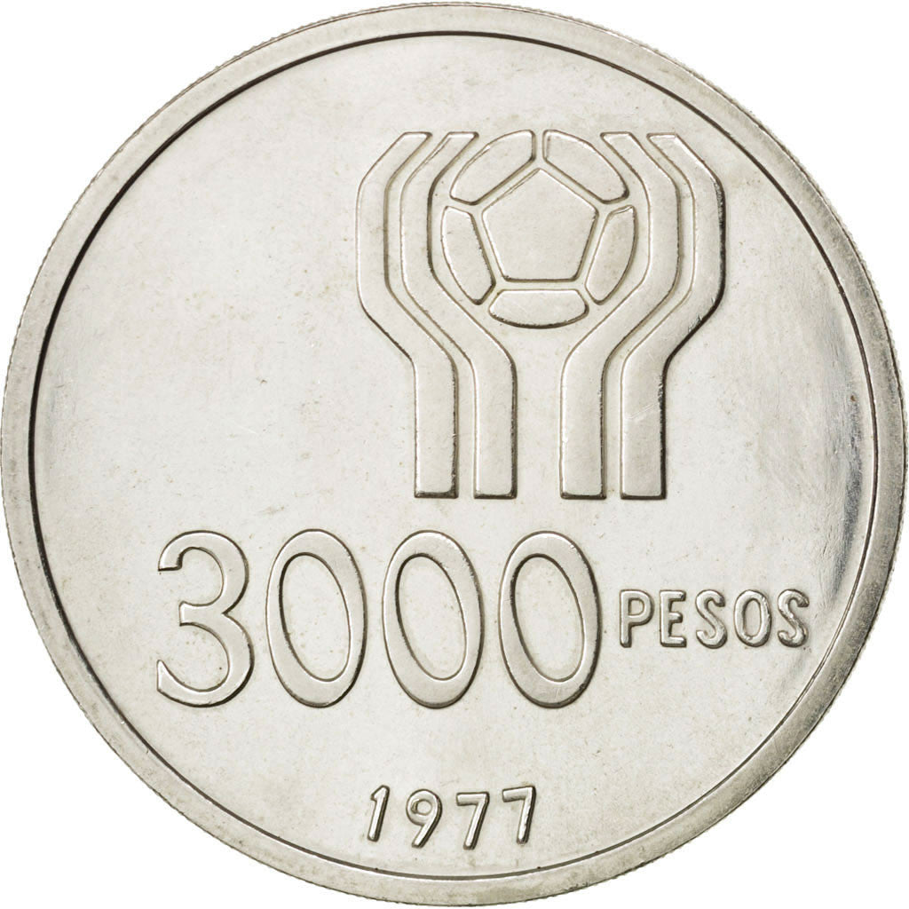 Moneta, Argentina, 3000 Pesos, 1977, SPL, Argento, KM:80