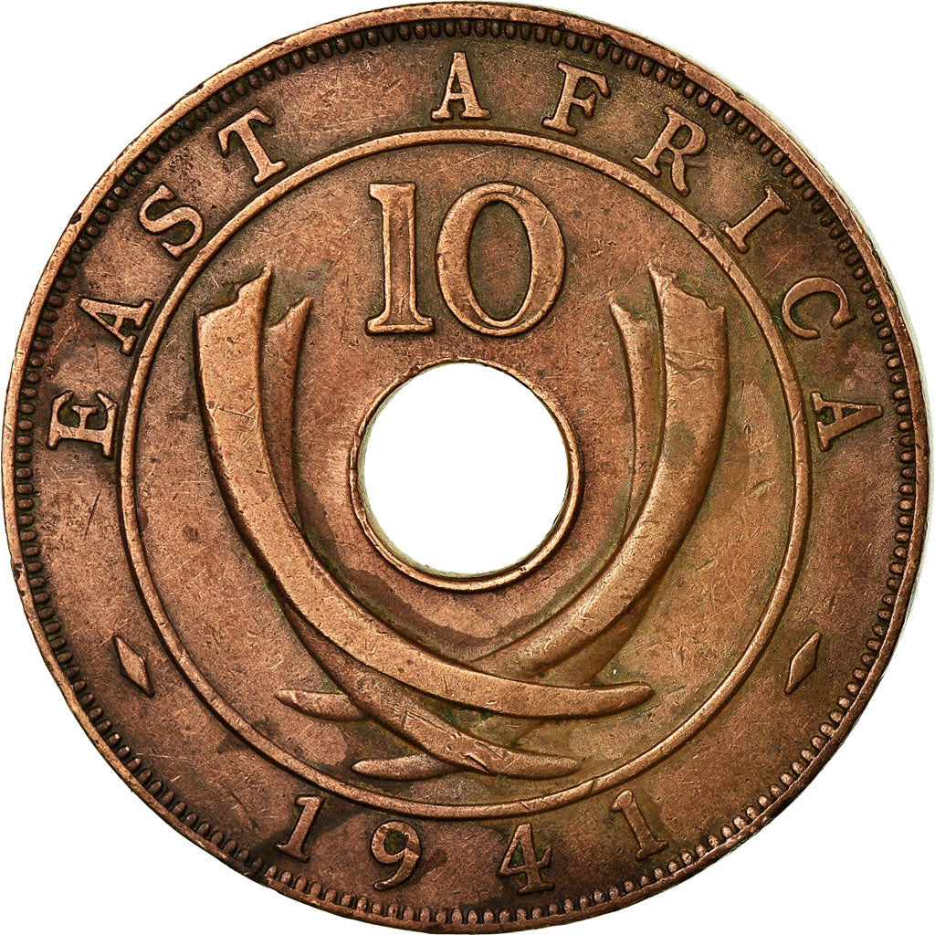 Moneta, AFRYKA WSCHODNIA, George VI, 10 Cents, 1941, EF(40-45), Bronze, KM:26.1