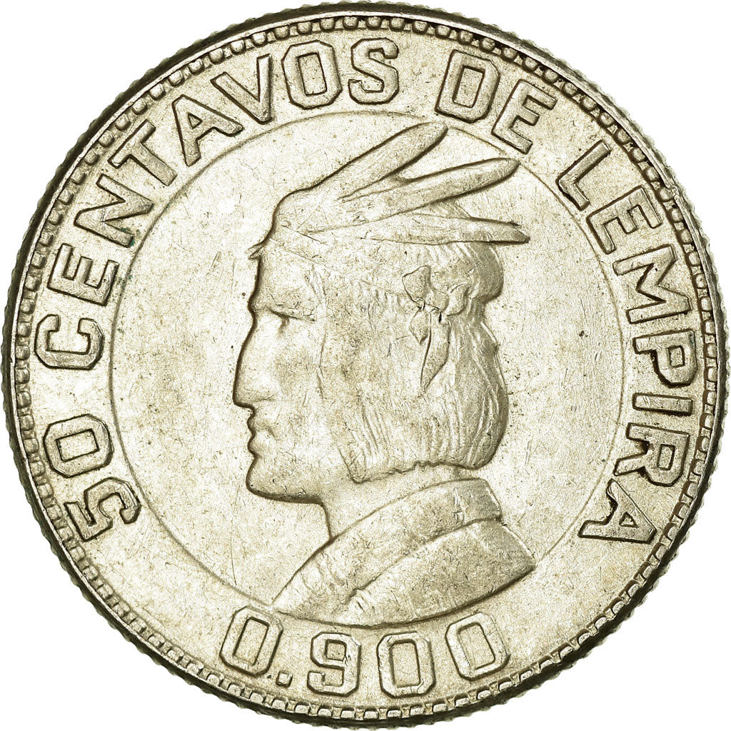 Coin, Honduras, 50 Centavos, 1951, Philadelphia, U.S.A., AU(55-58), Silver