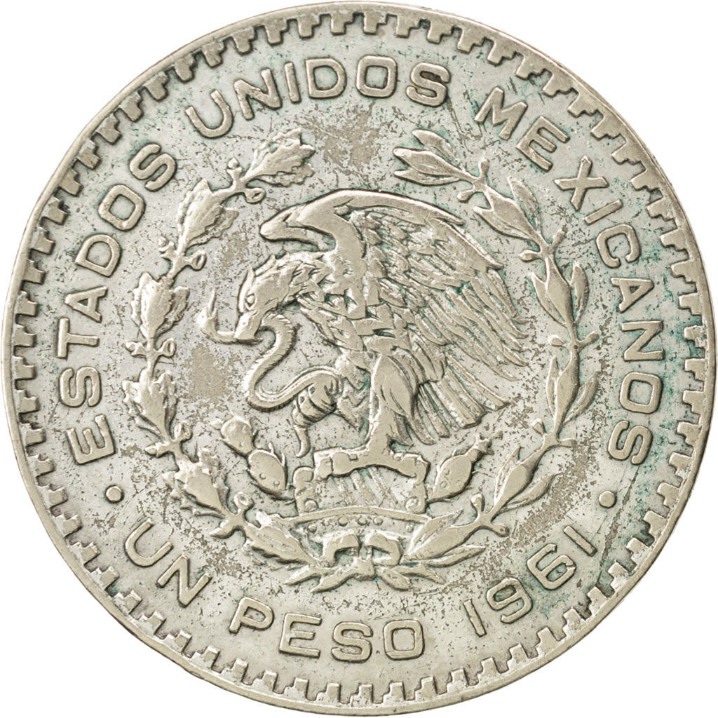 MEXICO, Peso, 1961, Mexico City, KM #459, AU(55-58), Silver, 34.5, 15.94