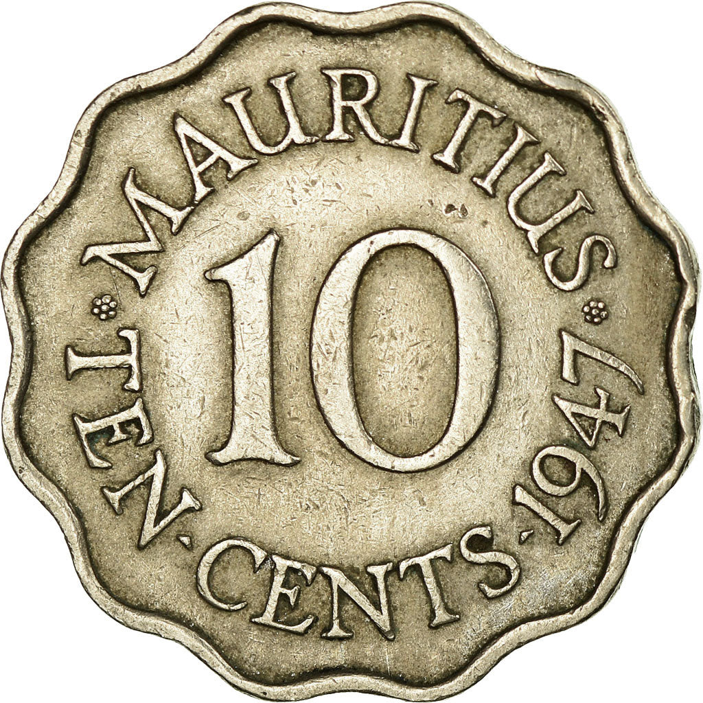 Moneta, Mauritius, George VI, 10 Cents, 1947, BB, Rame-nichel, KM:24