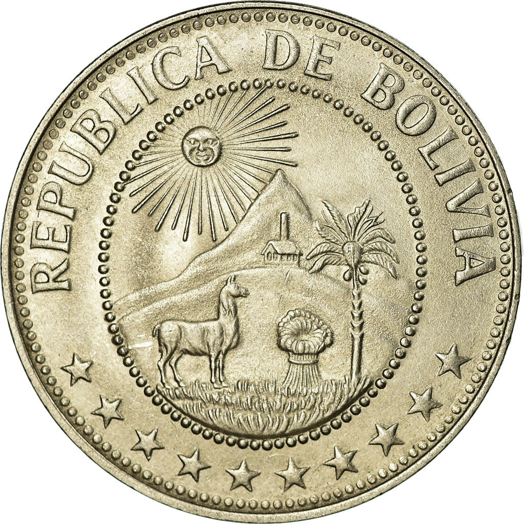 Coin, Bolivia, 50 Centavos, 1974, AU(55-58), Nickel Clad Steel, KM:190