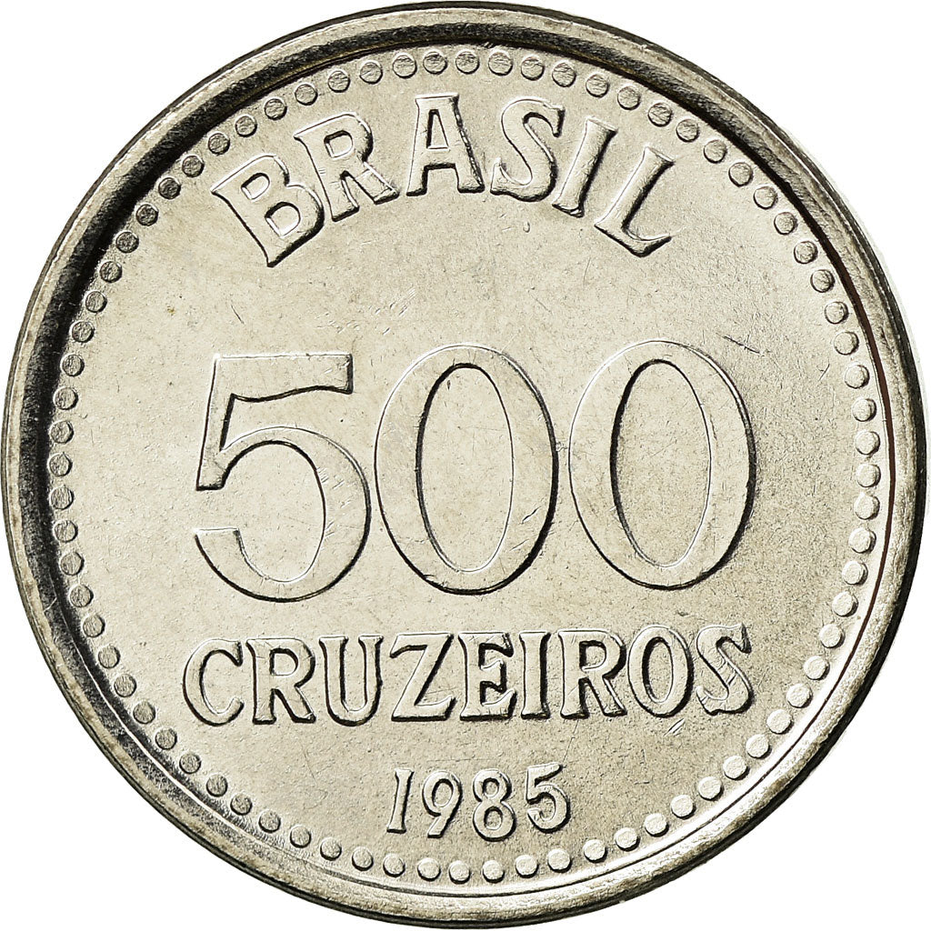 Coin, Brazil, 500 Cruzeiros, 1985, AU(55-58), Stainless Steel, KM:597