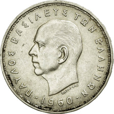 Coin, Greece, Paul I, 20 Drachmai, 1960, AU(55-58), Silver, KM:85